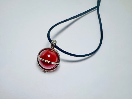 Necklace - Suede / Carnelian Sphere (76cm)