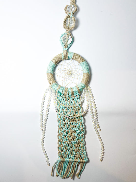 Dream Catcher - Beige Blue & Crystals (Small)